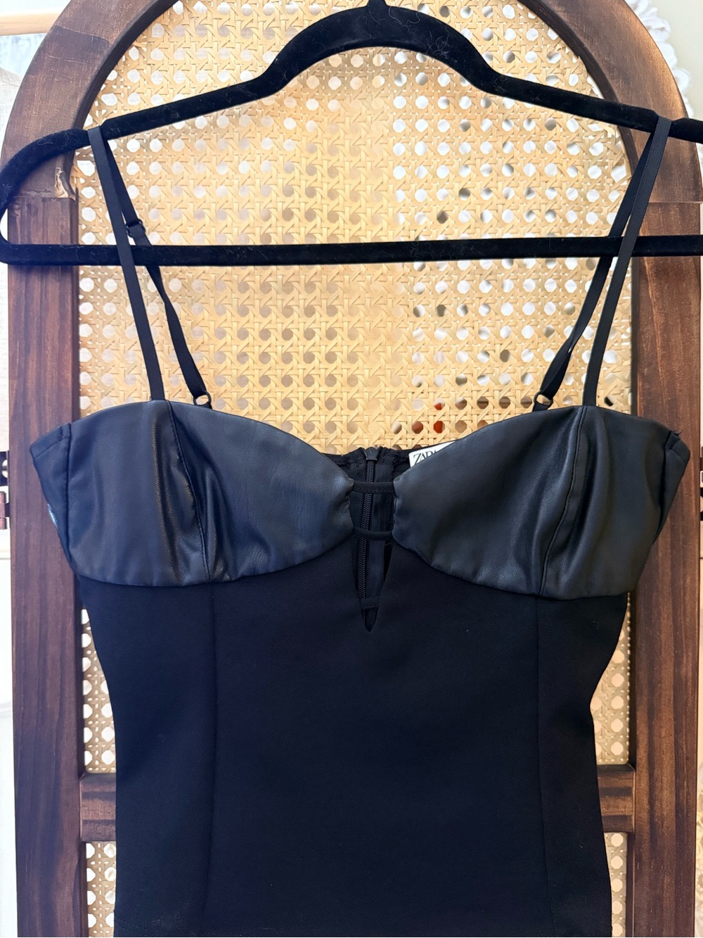 Zara Faux Leather Bustier Camisole Top